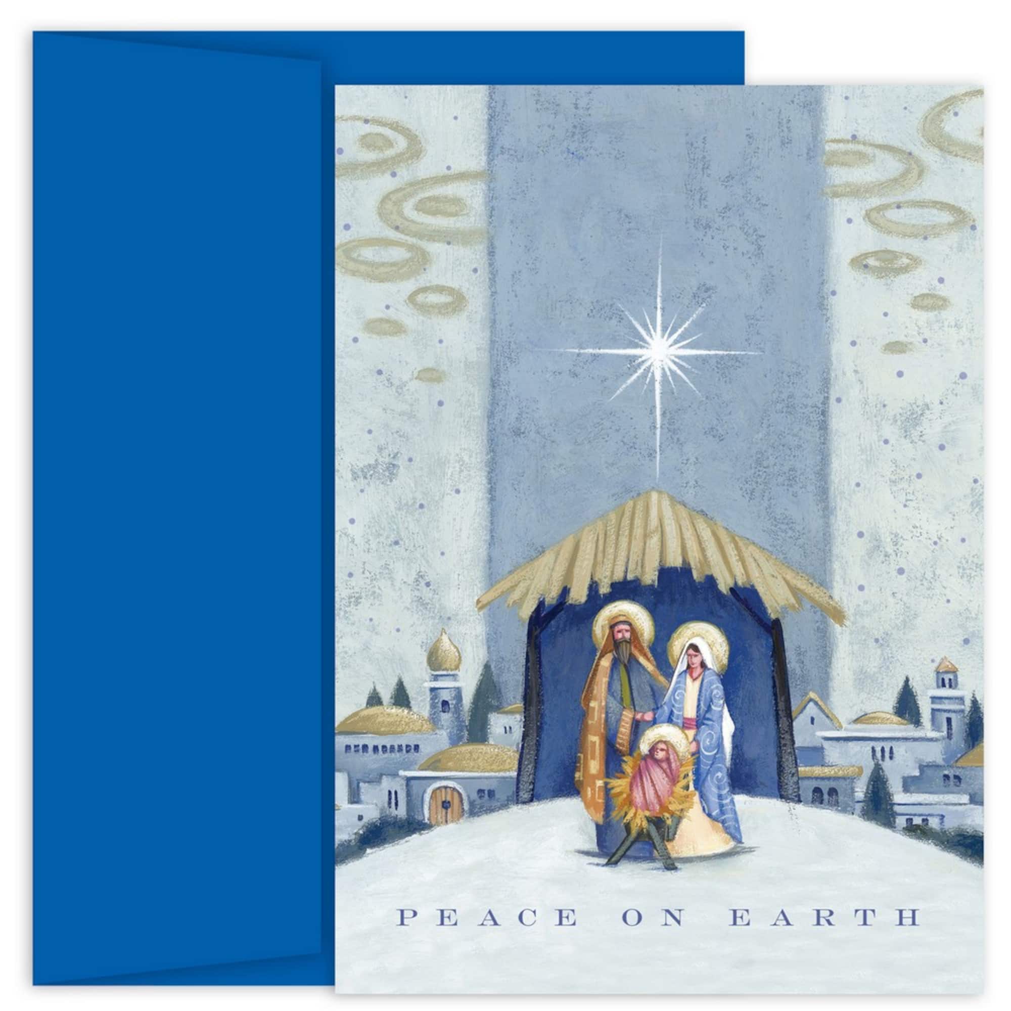 JAM Paper Nativity Beneath the Star Christmas Cards & Envelopes Set